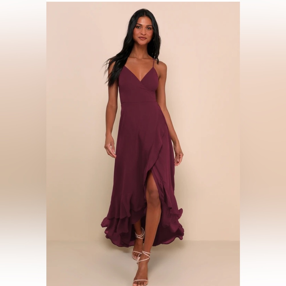 Plum Lace Up High Low Maxi Dress